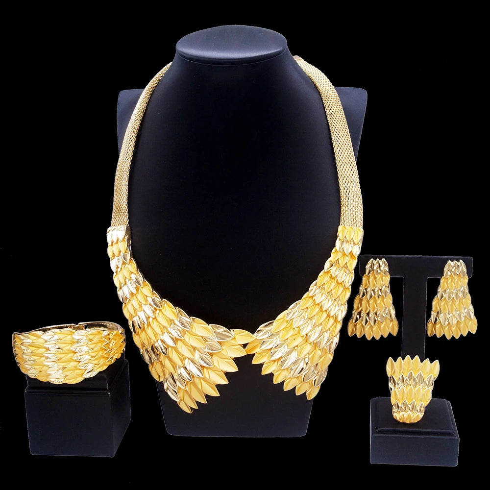 Zhuerrui Italian Gold Luxury Wedding Jewelry Sets Available Necklace Bracelet Jewellery Set High-end Fashionable Luxury H00521
