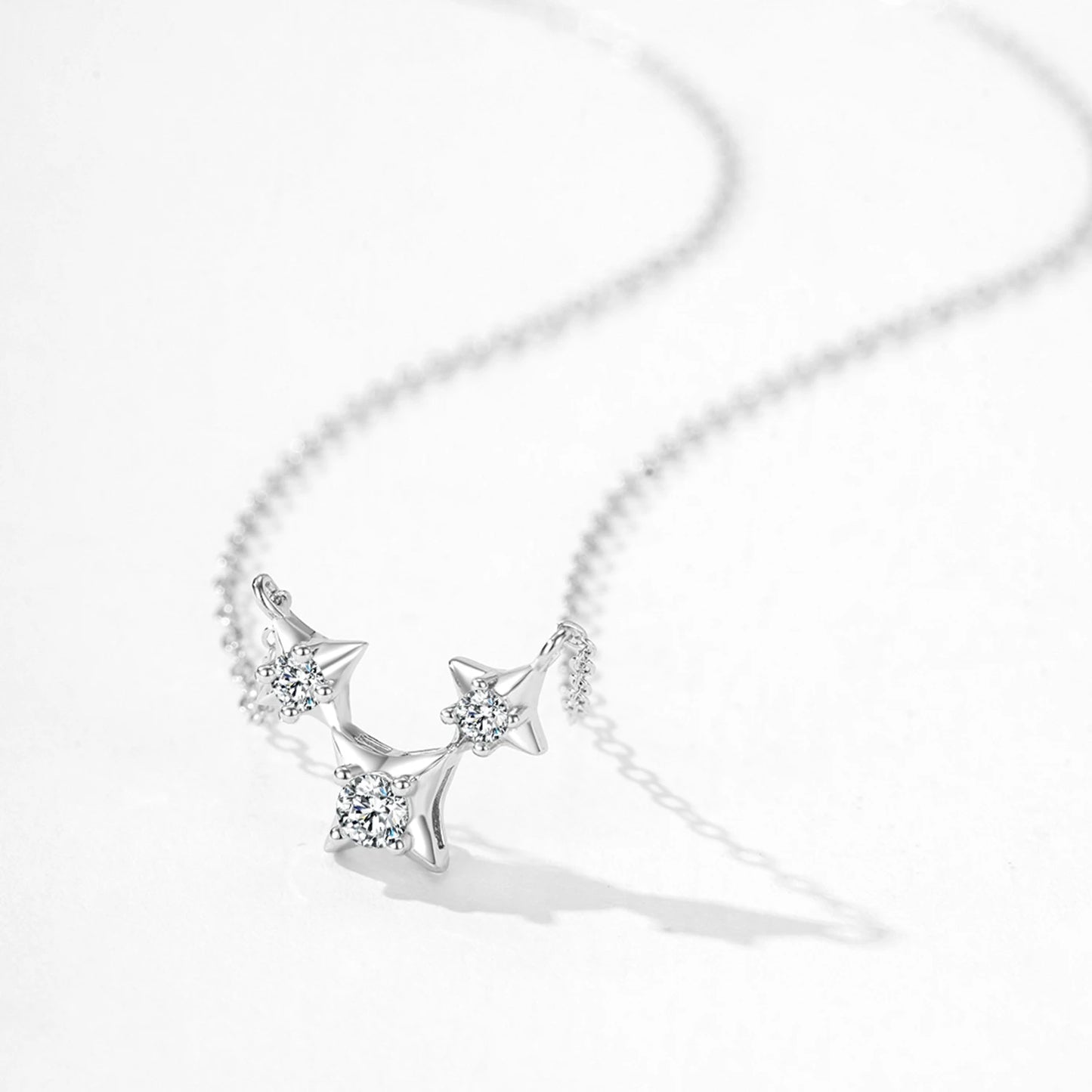 Ailmay 925 Sterling Silver Fine Shining Zircon Star Necklace Earrings For Women, Jewelry Wedding Engagement Bridal Jewelry Set