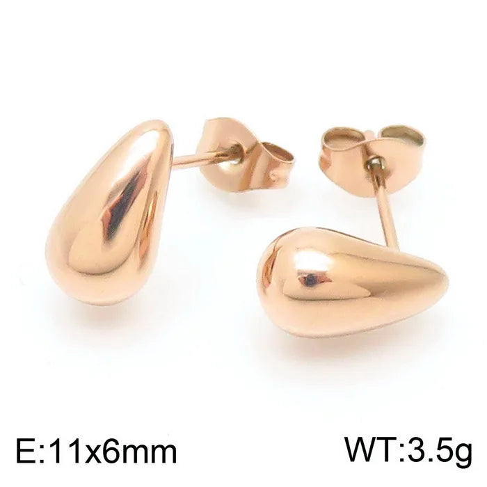 REBEL High-quality Fashion Chubby Water Drop Stainless Steel Hollow Earrings Necklace Charm Temperament Jewelry Set