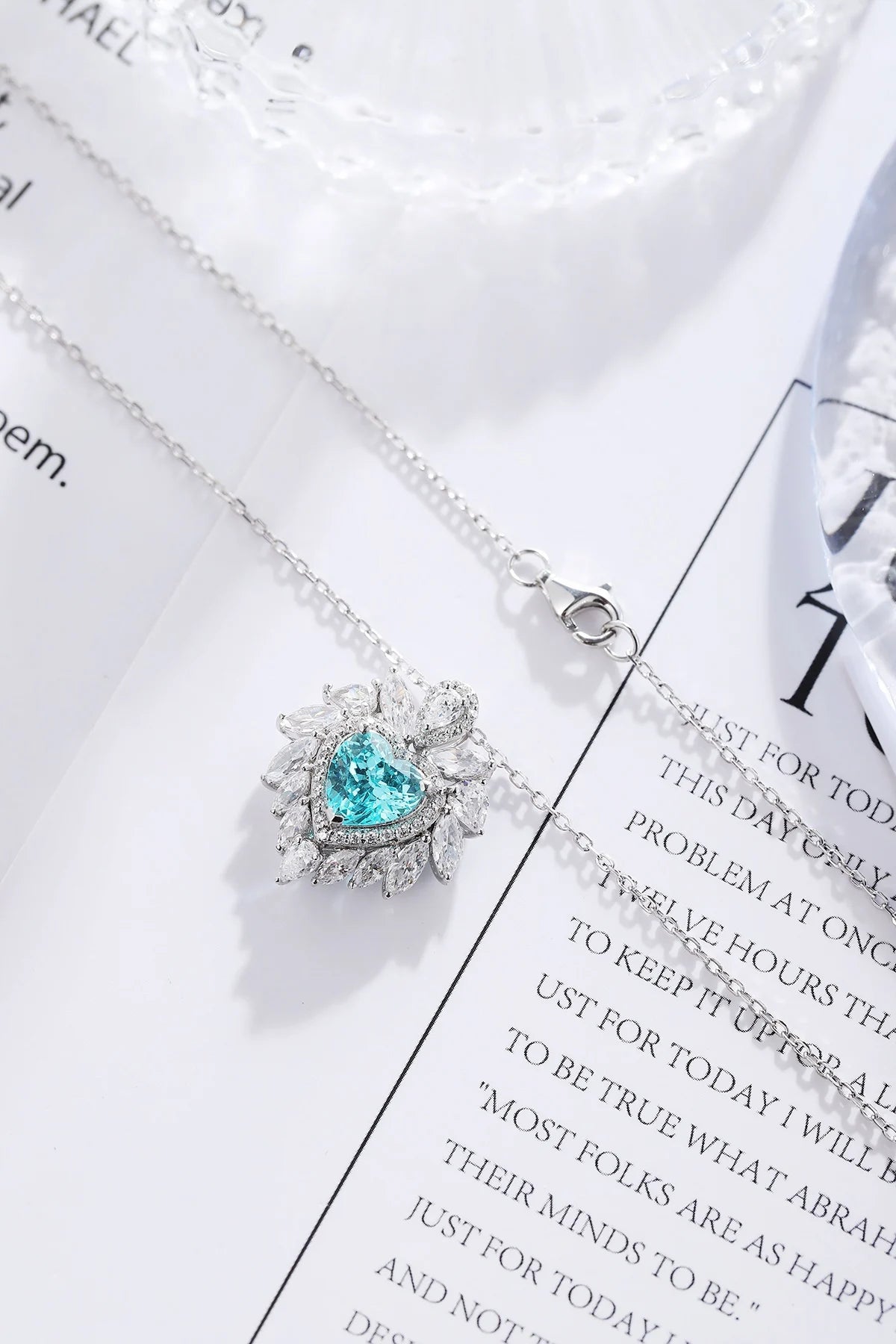 Gemfiori Anster 925 Sterling Silver High-quality Cultivation Lab Grown Paraiba Necklace - Suitable for Parties or As a Gift