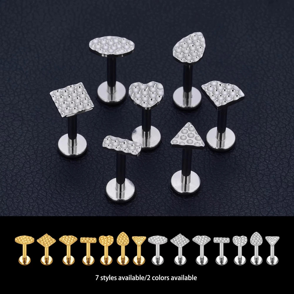 ASTM F136 Titanium 16G Various Styles Ear Nose Studs Labret Lip Earrings Cartilage Tragus Helix Lobe PVD Plated Piercing Jewelry