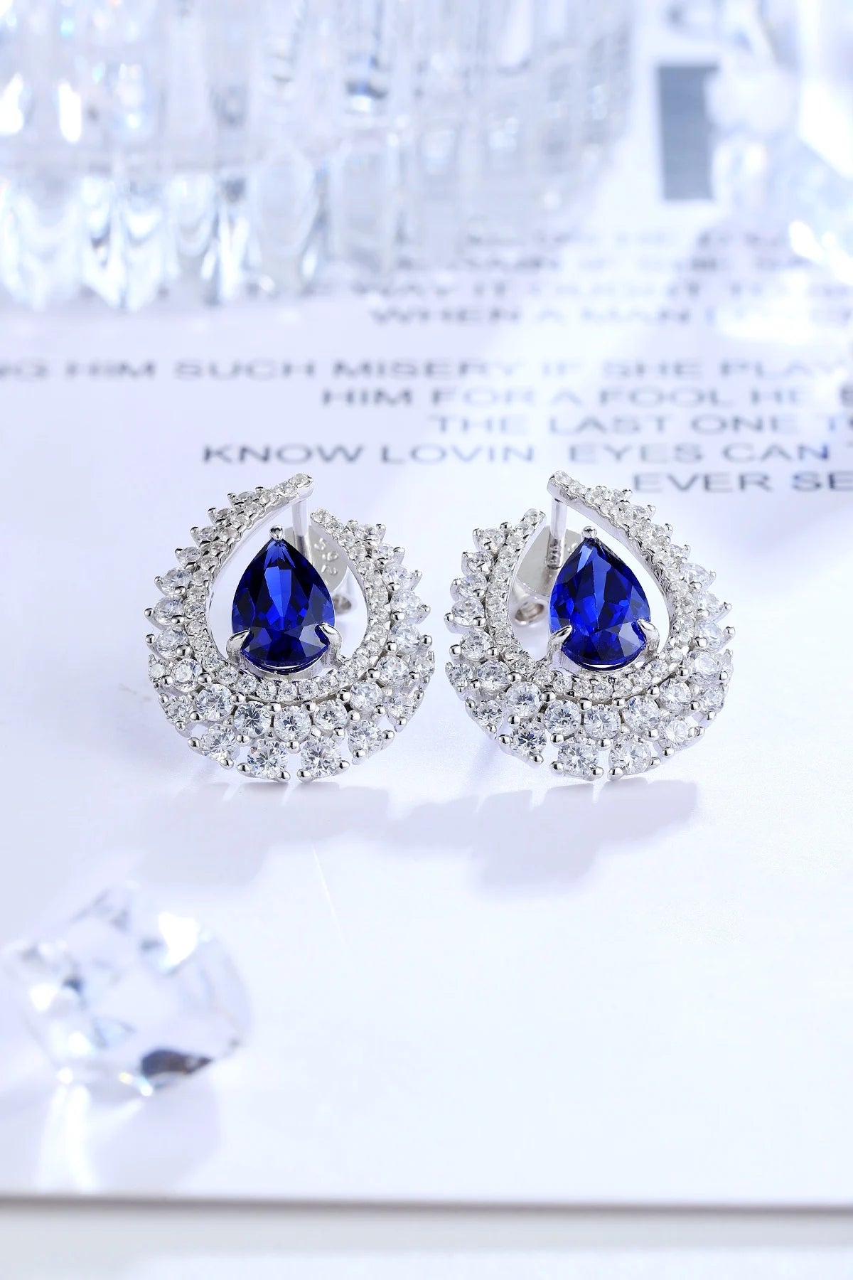 Gemfiori Anster High Quality S925 Lab Grown Sapphire Earring Stud Dainty Gemstone Stud Earrings for Women Daily Wear Gift