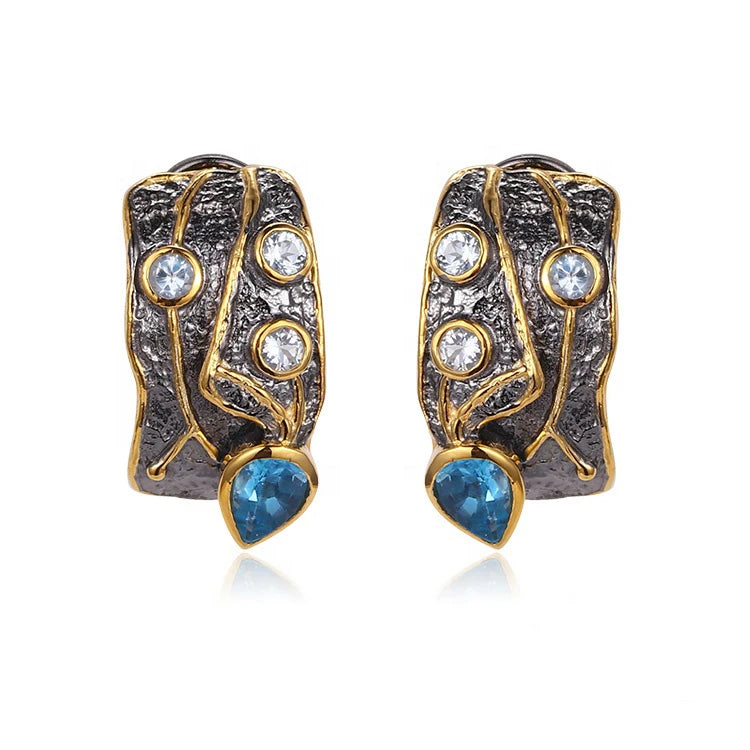 Fashion Thailand Costume 925 Sterling Silver Stud Earrings Jewelry for Women