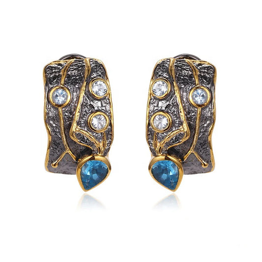 Fashion Thailand Costume 925 Sterling Silver Stud Earrings Jewelry for Women