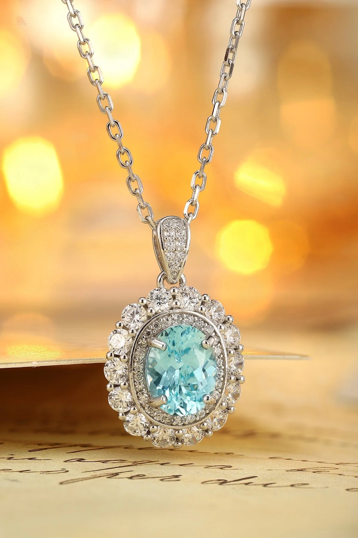 Gemfiori Anster 925 Sterling Silver High-quality Cultivated Paraiba Necklace - Suitable for Parties or As a Gift