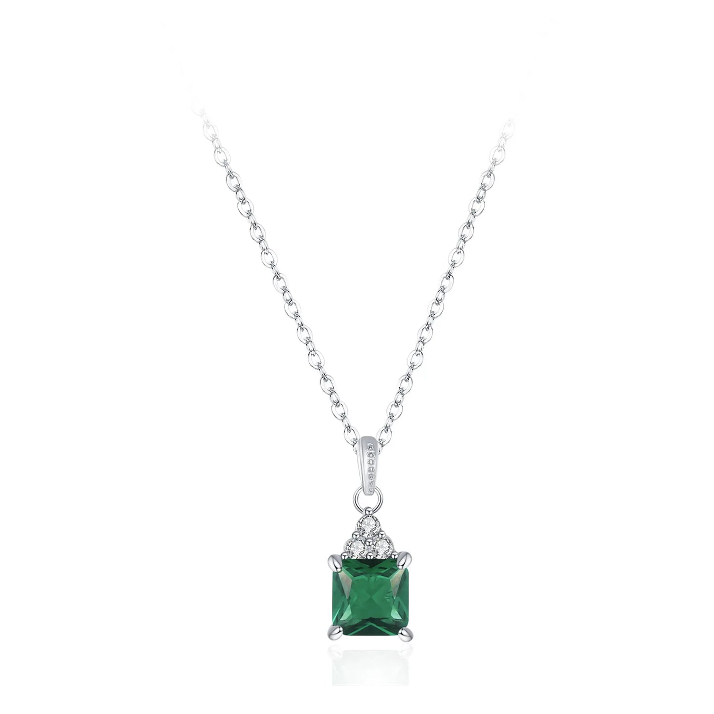 Premium 925 Sterling Silver Green Square Diamond Ring Necklace Niche Design Luxury Casual Set Gift Set