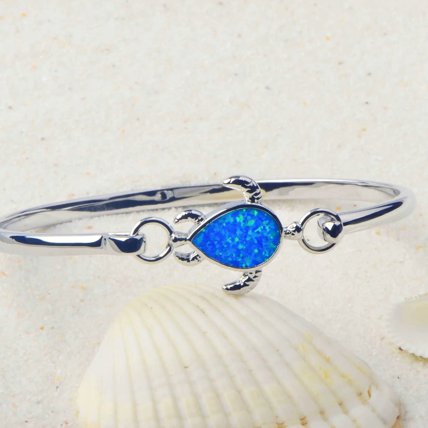 Adorable Sea Turtle Animal Design Brass Beaded Opal Bracelet-Christian Style Shimmering Blue Charm for Women's Daily Chic