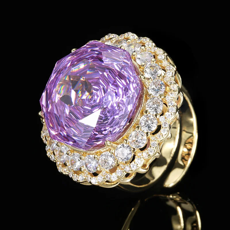 Gemfiori Luxurious Sparkling Rose Pendant Ring Set Fashionable and Elegant Zircon Bride Engagement Jewelry Party