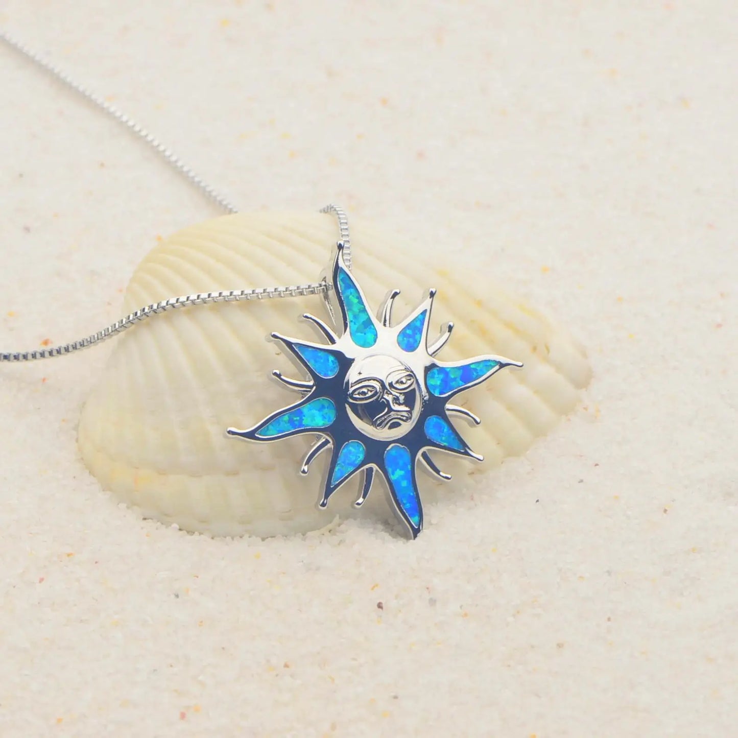 TikTok Must-Have Copper Silver Plated Blue Opal Pendant | Minimalist Starfish Link Chain Women's Necklace Gift Occasions