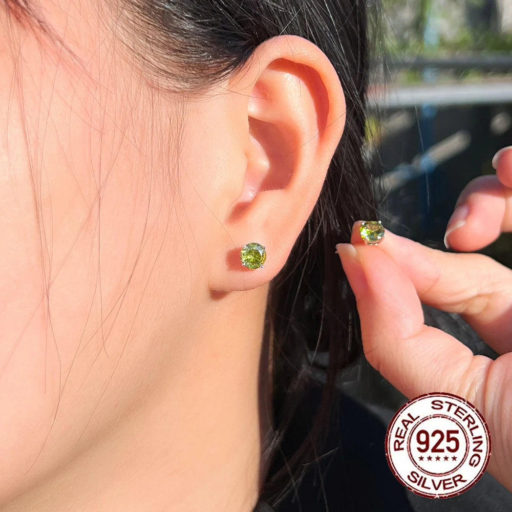 S&S 925 Sterling Silver 6mm Round CZ Stud Earrings – 6 Colours – Collection