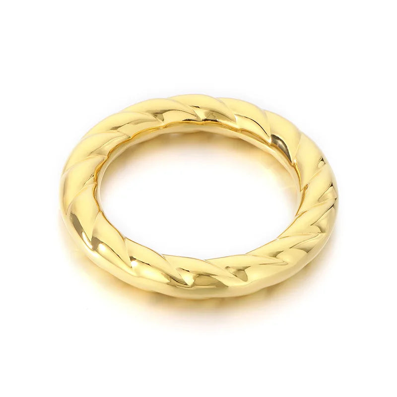 REBEL 18K Gold-Plated Personality Stainless Steel Bracelet Smooth Spiral Pattern Jewelry Bangle