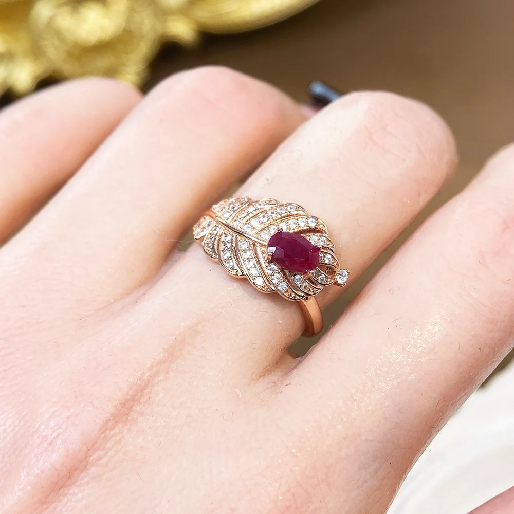 Gioiellieri 925 Sterling Silver Gold Plated Gemstone Ring Natural Ruby Prong Set Certified for Engagement Anniversary Parties Everyday Wear