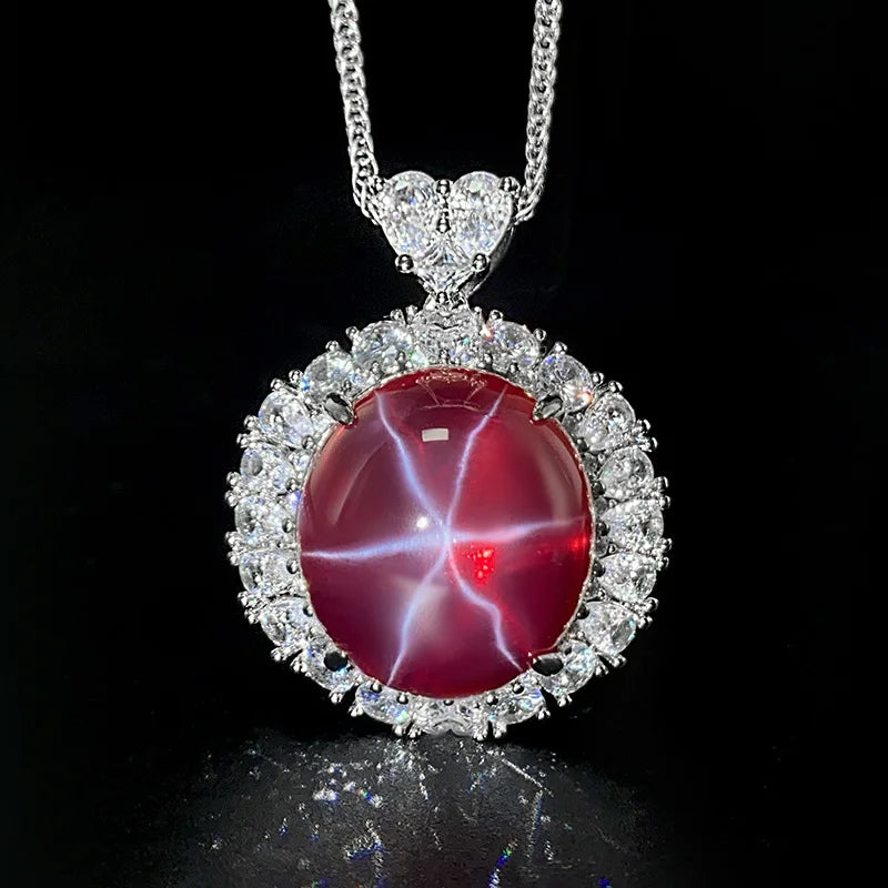 Gemfiori New Hot Selling High Quality Jewelry Ice Seed Fluorescent Red Shining Charm Zircon Hexagram Starlight Set