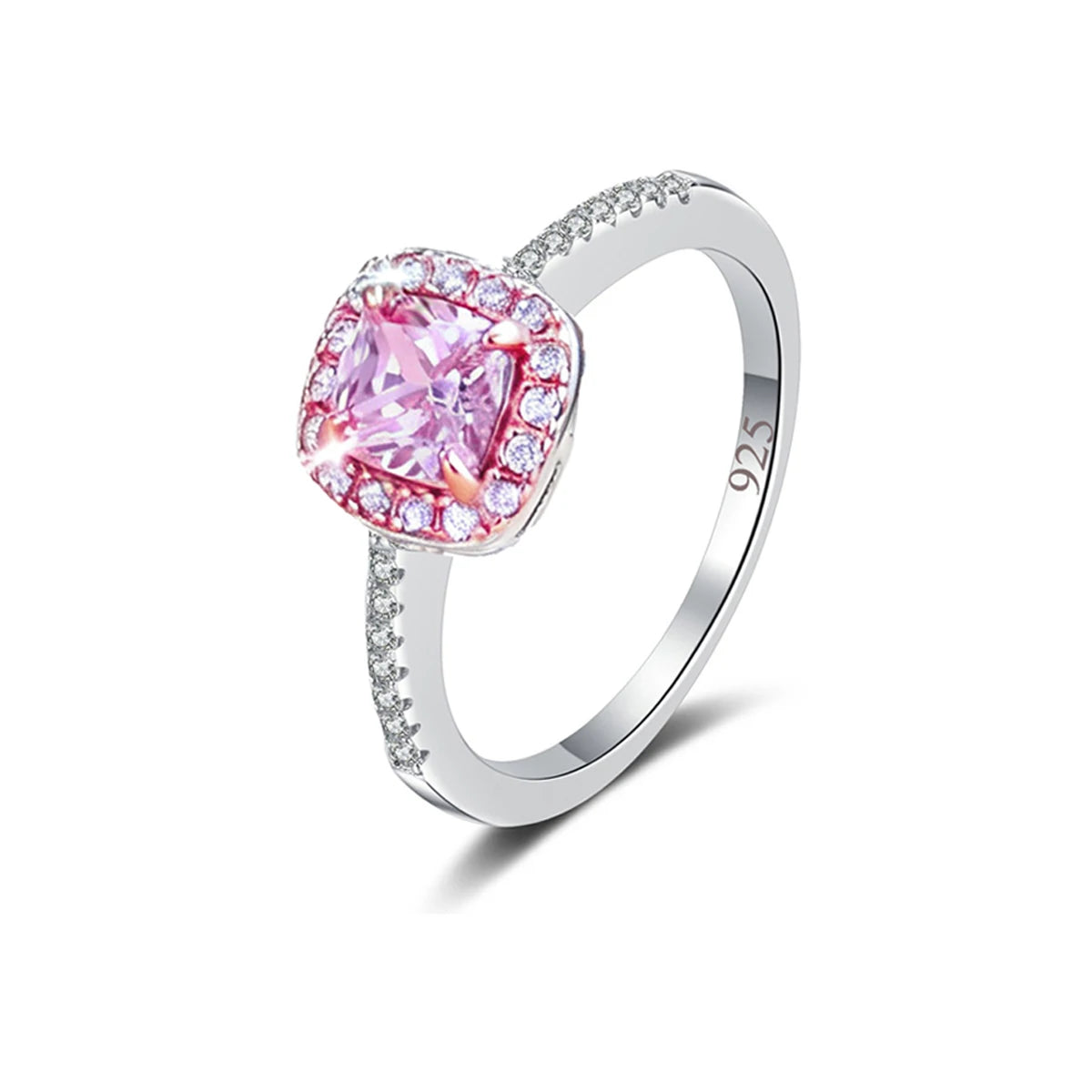 S&S 925 Sterling Silver Princess Cut CZ Cocktail Ring – Rose Gold Plated – Collection