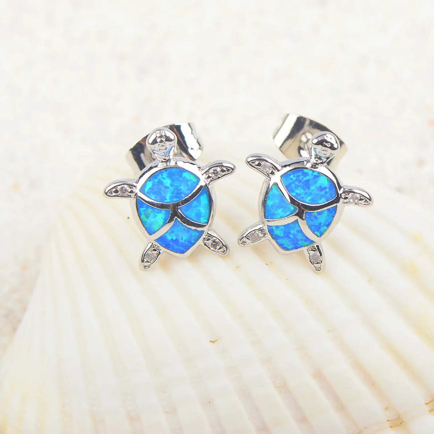 Adorable Baby Turtle Opal Drop Earrings Dainty Ocean Honu Jewelry for Beach Lovers Brass Christian