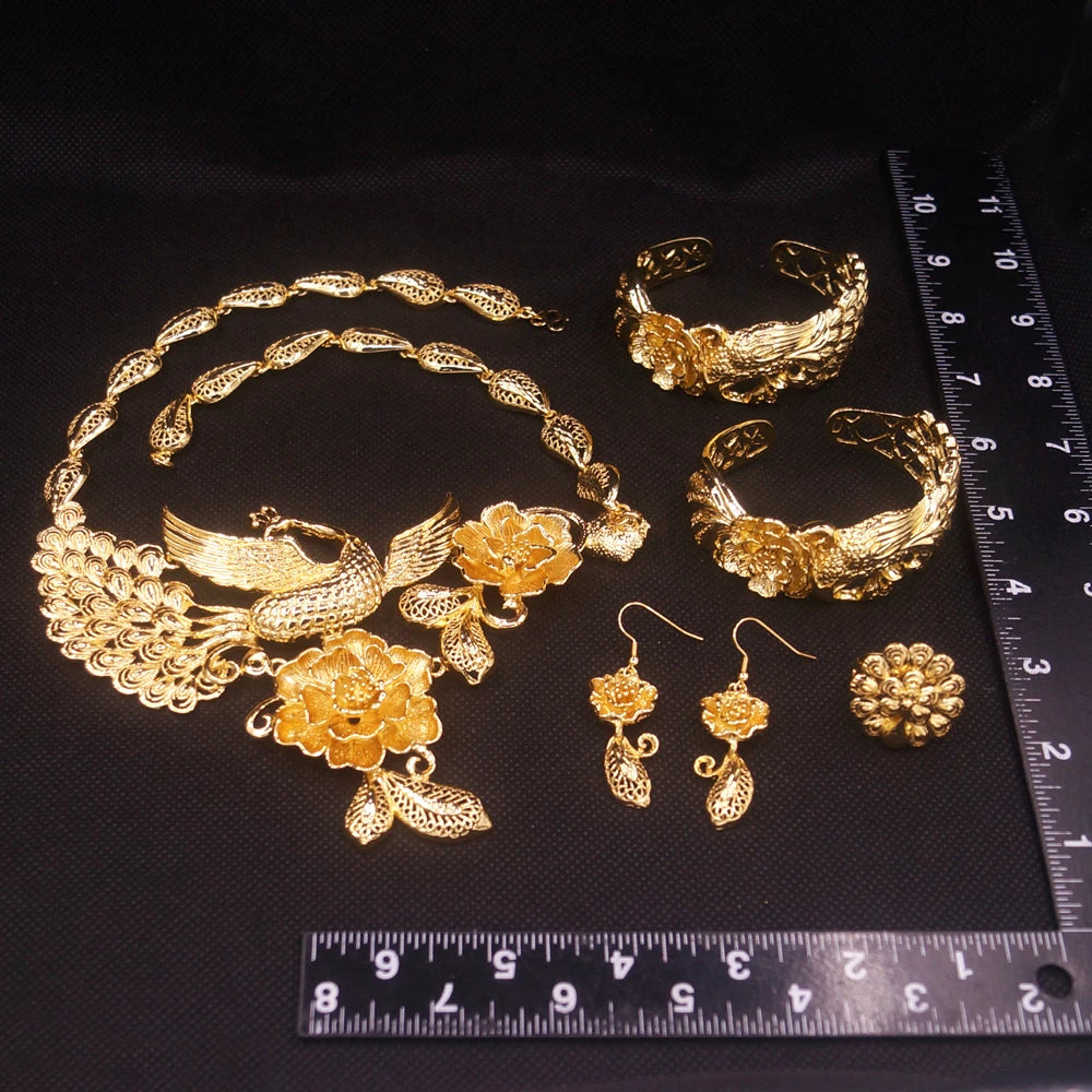 Zhuerrui Exquisite Necklace Jewelry Set High Quality Gold Wedding Jewelry Italian Costume Accessories Jewelry Sets HH19061103
