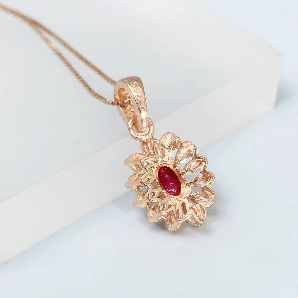Gioiellieri Ruby Pendant with Natural Red Gemstone for Women 925 Sterling Silver July Birthstone Fine Jewelry Romantic Anniversary Gift