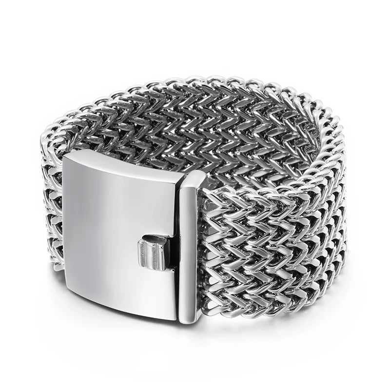 KALEN Personality Tennis Mesh Chain Shiny Bracelets Men 316L Stainless Steel Jewelry Bracelet