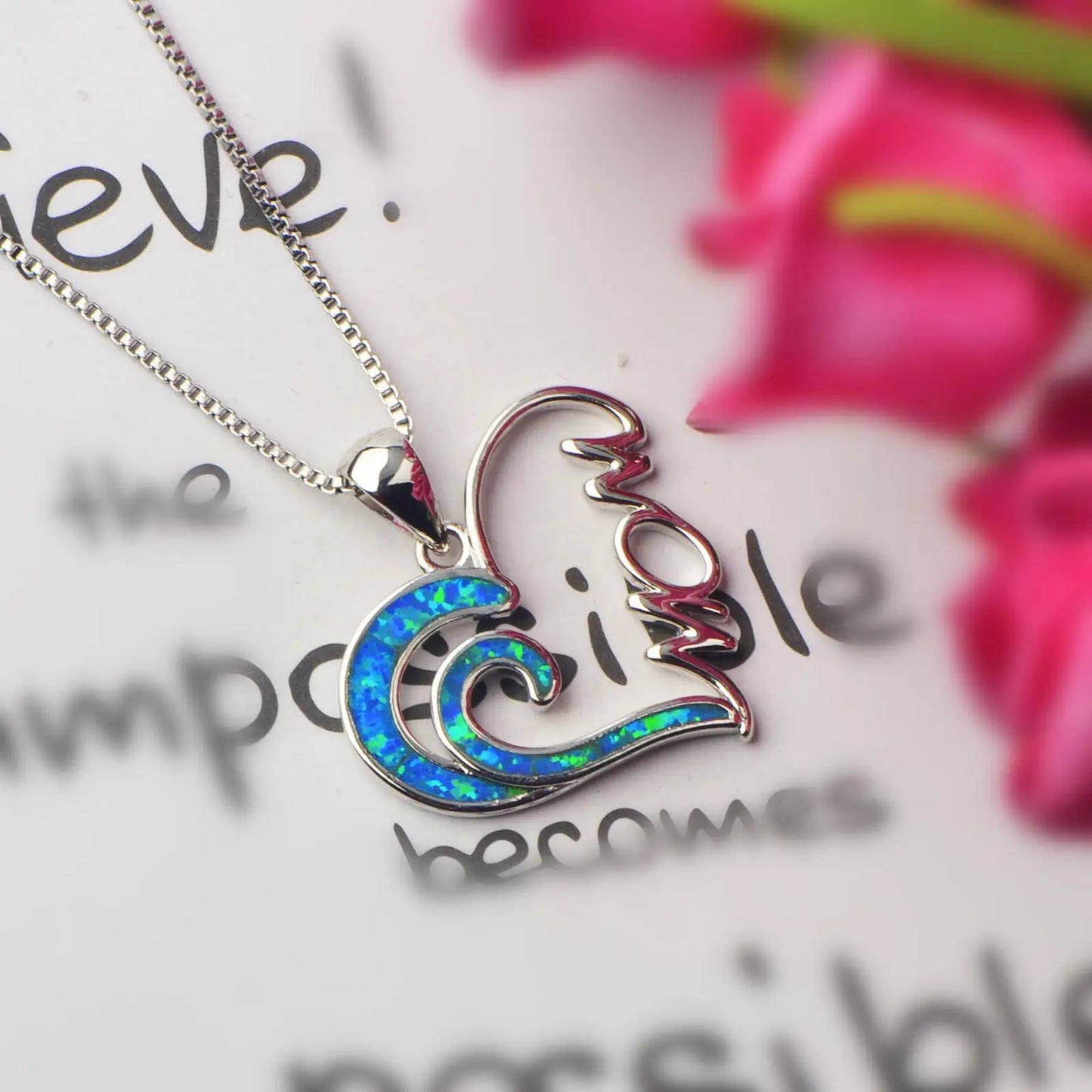 Chic Heart Shape Necklace Aobao Decorative Inlaid Pendant Fashion Jewelry