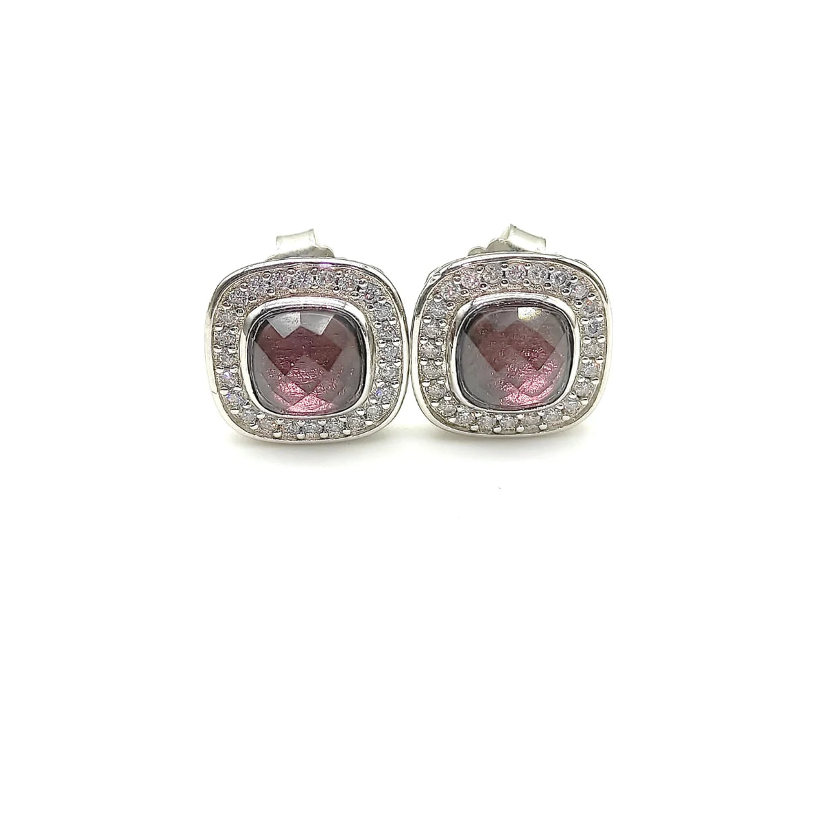 DY High-Quality Silver-Plated 7mm Square Diamond Stud Earrings. Gold-Plated 7mm Colored Gemstone Stud Earrings.Wholesale Jewelry