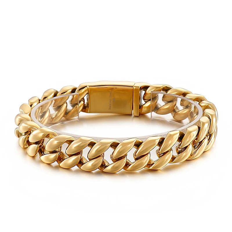 KALEN Hip-hop Stainless Steel Fashion Jewelry Bracelets Cuban Style Links Bracelet for Men