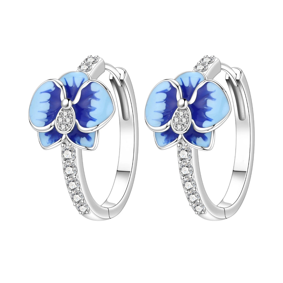 S&S Silver Plated Zircon Flower Drop Earrings | 16 Colours