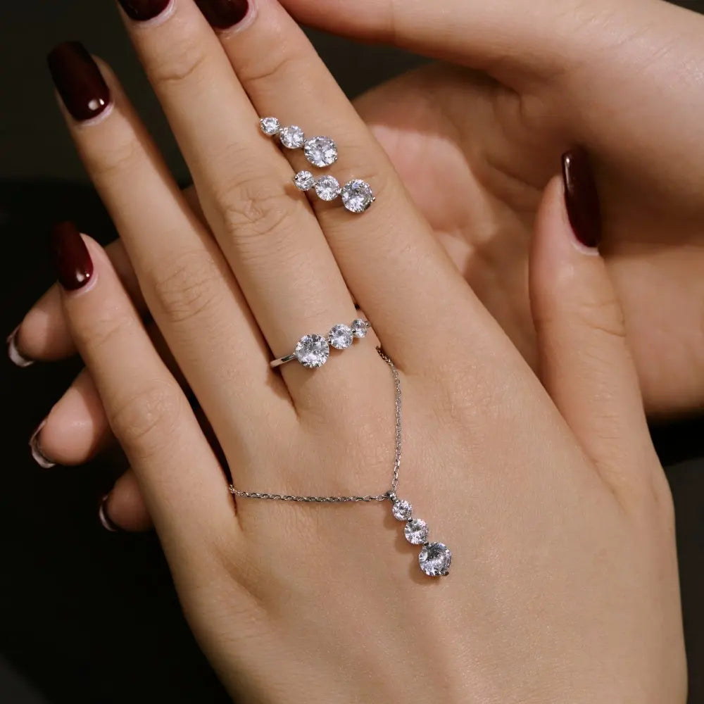 S&S 925 Silver Minimalist Jewellery Set | Necklace, Earrings & Ring