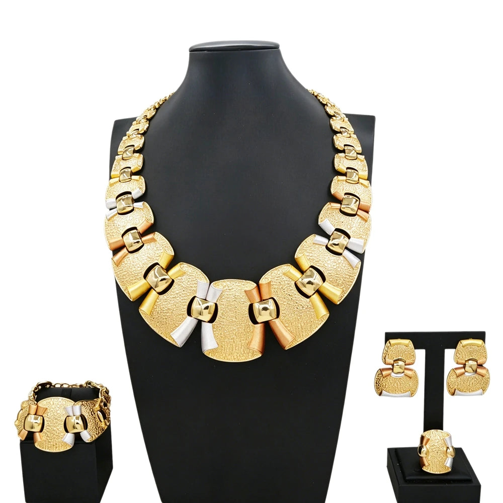 Italian Jewelry Set Alloy Brazilian Jewelry Sets Wedding Party Pendant Necklace Bracelet Ring Earrings Jewelry Set  I0151