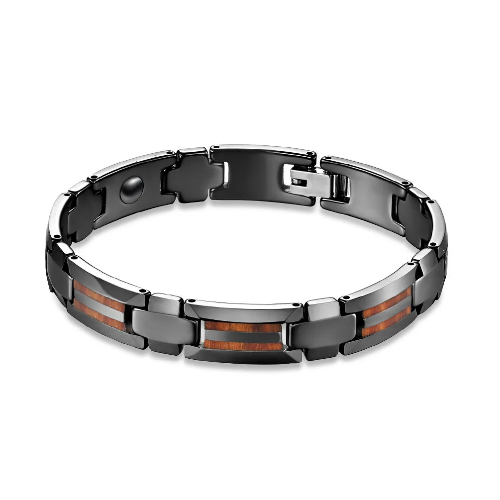 Factory Simple Tungsten Steel Ceramic Bracelet for Men Epoxy Resin Wood Shell Inlay High Polish Export Jewelry Gift Supplier
