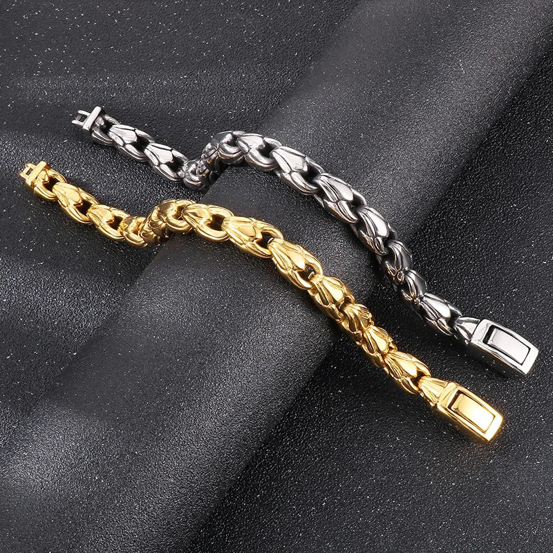 REBEL Punk Fine Jewelry Fashion Bracelets Stainless Steel Skull Trendy Links Bracelet