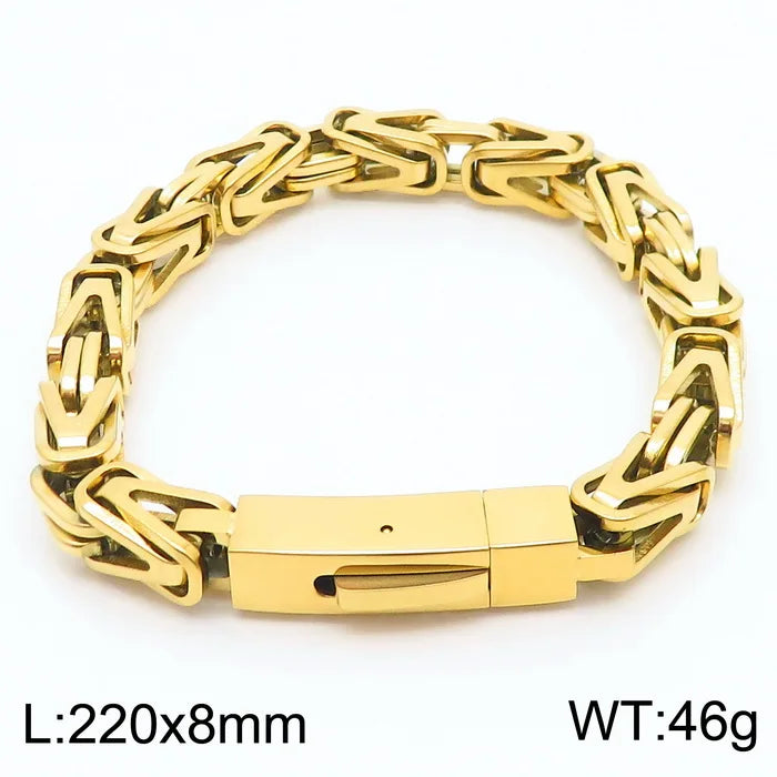 VIKING Byzantine Links Bracelet – 316L Stainless Steel Unisex 8mm Silver Gold Black Blue Rainbow