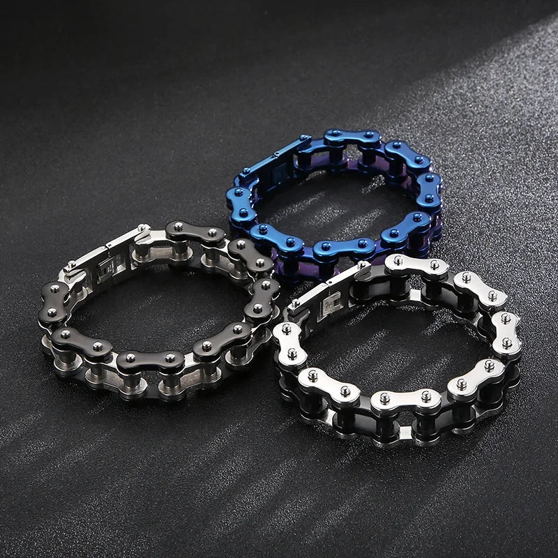 VIKING Mens Vintage Bike Chain Bracelet – Multi-Colour Stainless Steel