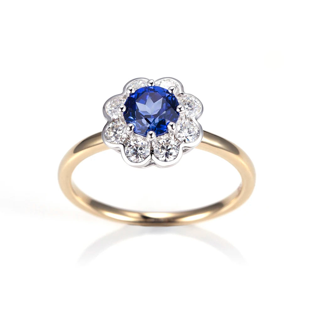 Messi Jewelry Custom Jewelry MSR-1546 9k Yellow Gold Engagement Ring Lab Grown Sapphire Ring