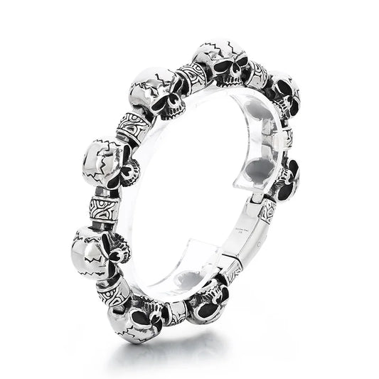 KALEN Men Punk Fine Jewelry Fashion Bracelets Stainless Steel Halloween Skull Links Bracelet Bangle