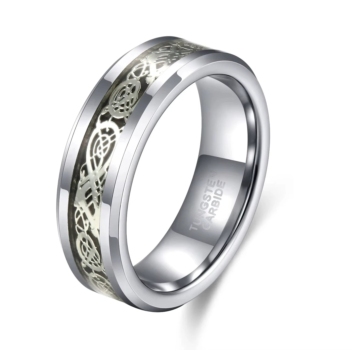 Tempusort Gold Plated Waterproof 6mm 8mm Dragon Celtic Inlay Tungsten Carbide Classic Men's Wedding Band Ring Dropshipping