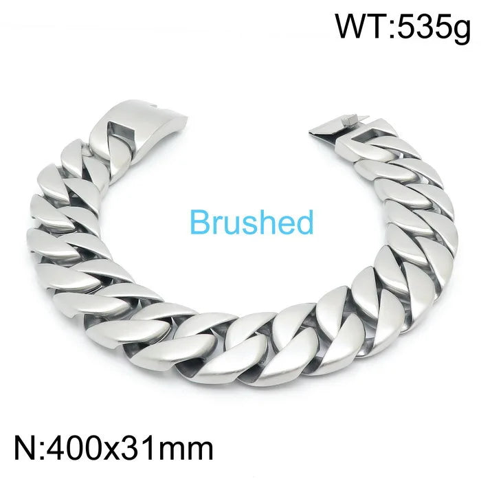 S&S European American Hip-Hop Fashion Coarse Cuban Chain Necklace Men Women 316L Stainless Steel Bracelet