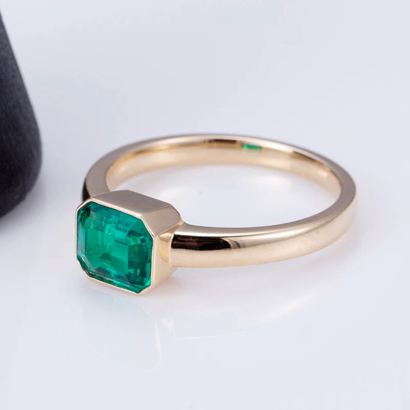 Messi Jewelry MSR-925 18k 1ct Emerald Cut  Lab Grown Emerald Women Jewelry Ring halo  Engagement Ring  Style