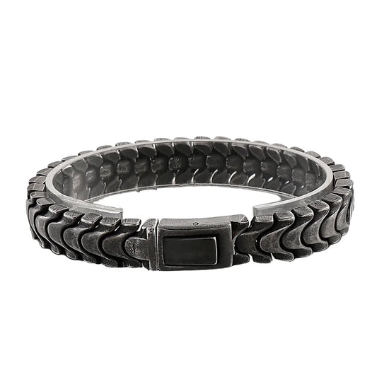 REBEL Fashion Hip Hop Style Jewelry Stainless Steel Geometric Pattern Chain Bracelet for Men
