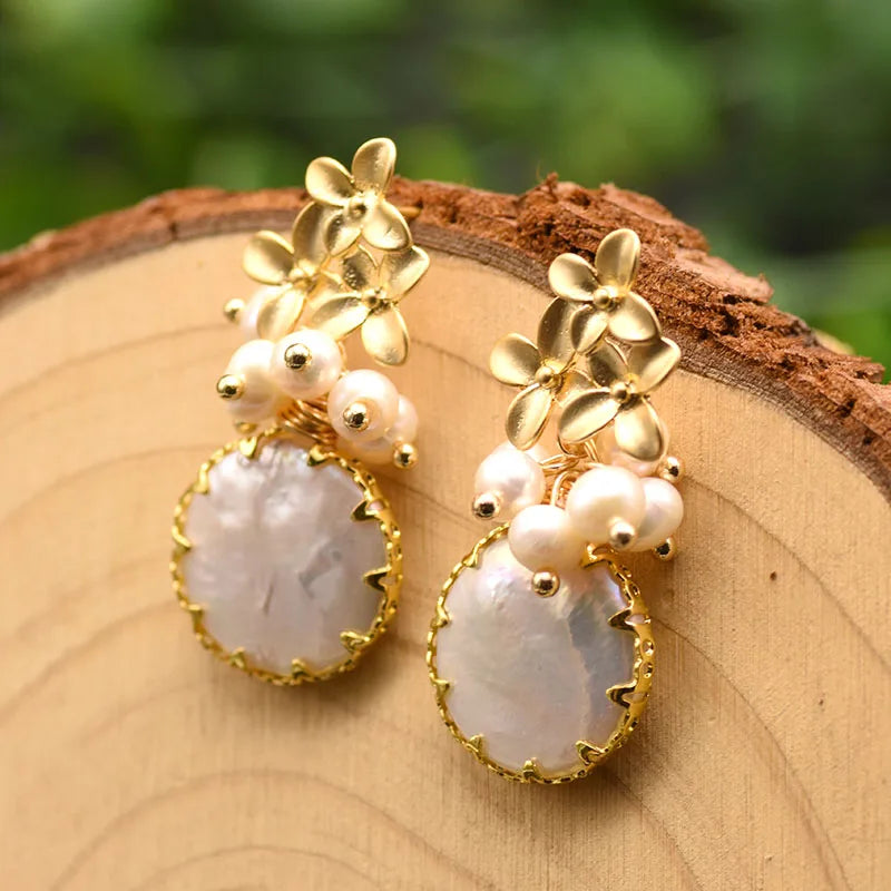 New Jewelry Natural Freshwater Baroque Pearl  Earrings 18K Gold Plated Jewelry Korean Designer Jewelry Earrings Wholesale Bulk