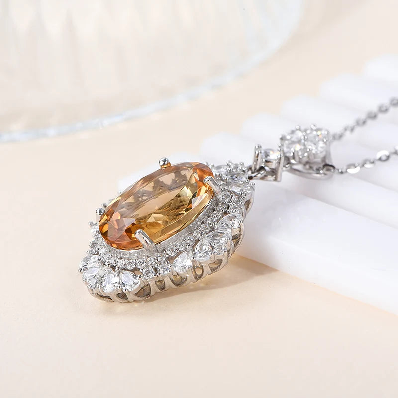Gioiellieri Supplier for Natural Citrine Gemstone Pendant Necklace 925 Sterling Silver Pendant Manufacture Jewelry for Women