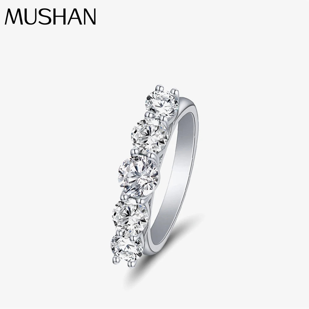 MuShan Jewelry Factory Women's S925 Sterling Silver Platinum Plated 0.5ct 5mm Eight Center Arrow Design 5a High Luxury Party