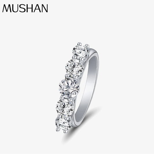 MuShan Jewelry Factory Women's S925 Sterling Silver Platinum Plated 0.5ct 5mm Eight Center Arrow Design 5a High Luxury Party