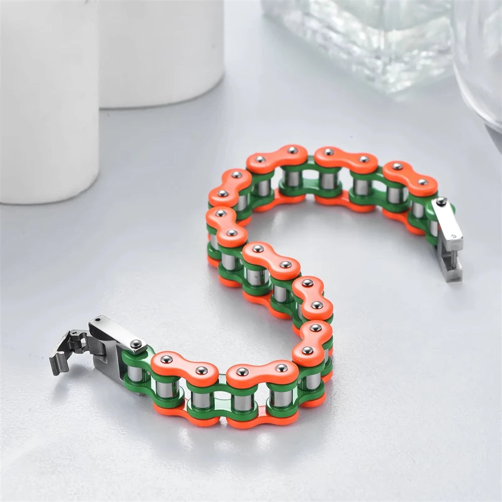 REBEL 316l Stainless Steel Pvd Waterproof Anti Non Tarnish for Men Punk Fashion Jewelry Bike Motorcycle Gift Chain Bracelet