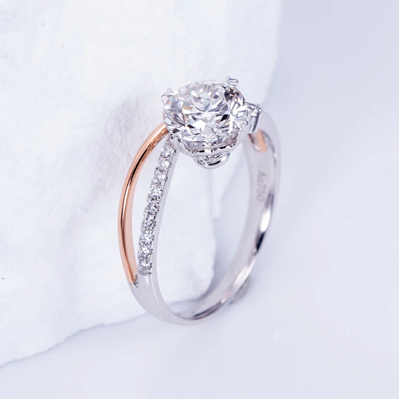 Gemfiori MSR-1513 18K White Gold 1.5ct D VS1 Round Cut Lab Diamond IGI Certification Luxury Engagement Ring Lab Grown Diamond Ring