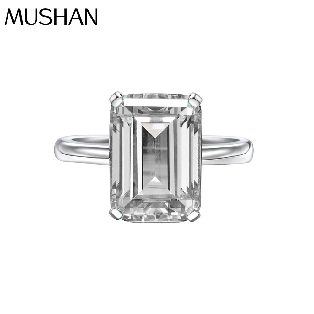 MuShan Jewelry Factory S925 Sterling Silver Rectangular Chamfered Flat 10*14 High Carbon Diamond 10 Carat Elegant Woman