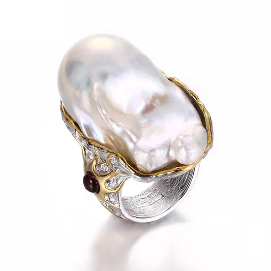 Garnet Rings Freshwater Pearl 925 Sterling Silver Fashion Jewelry for Woman's Rings