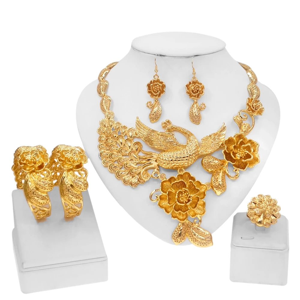 Zhuerrui Exquisite Necklace Jewelry Set High Quality Gold Wedding Jewelry Italian Costume Accessories Jewelry Sets HH19061103