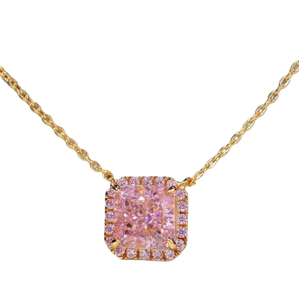S&S Pink Zircon 925 Silver Jewellery Set | 18K Gold Plated Necklace, Earrings & Bracelet | S&S Collection