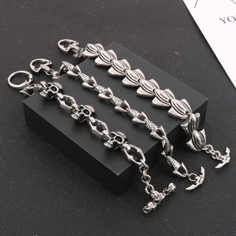 REBEL Brand Unique Stainless Steel Hand Bike Chain Bracelet Jewelry For Men