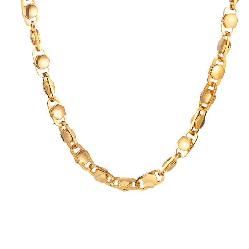 REBEL Vintage Gold/Silver/Black/Rose Gold Stainless Steel Buckle Links 500mm Necklace&200mm Bracelet Jewelry Set